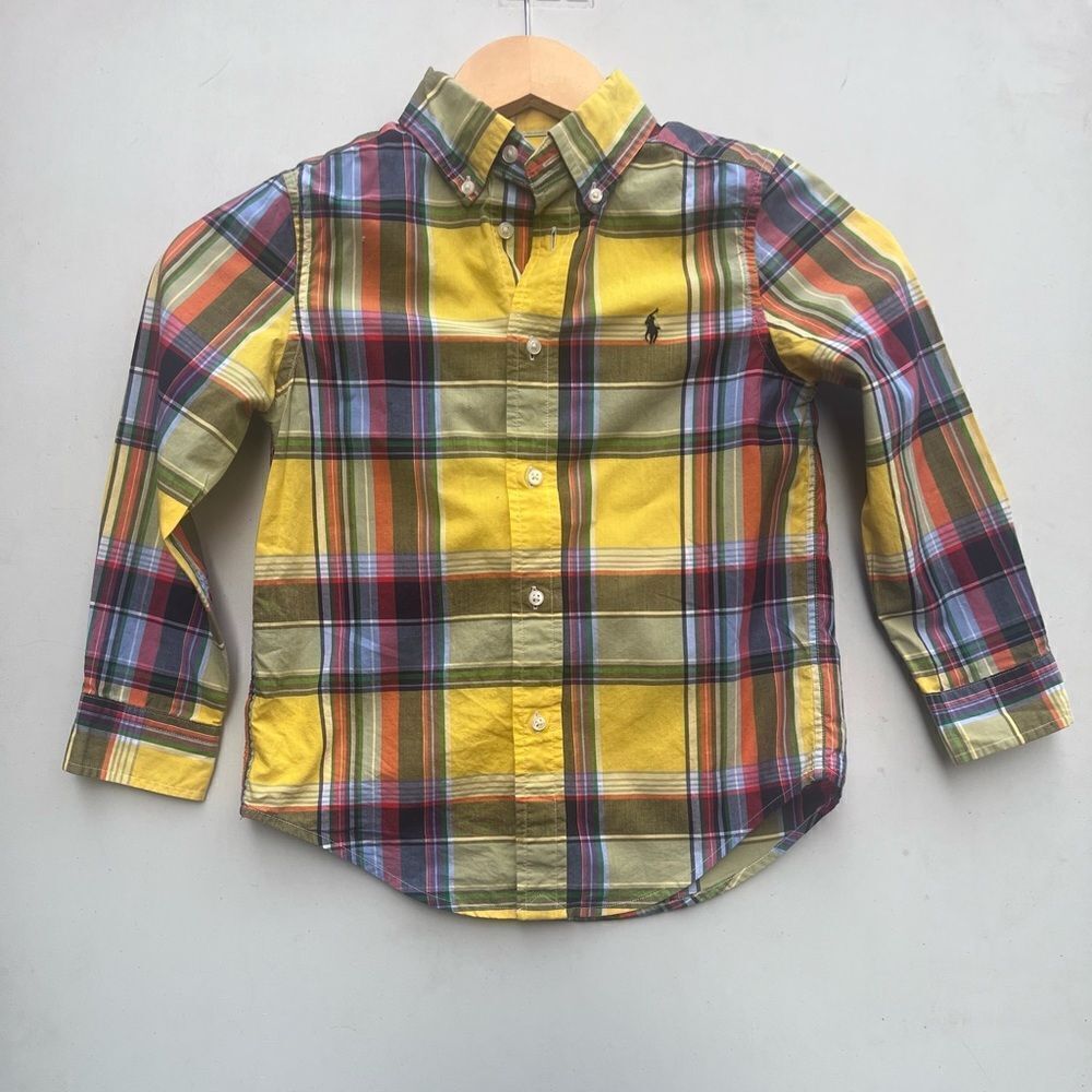 Ralph Lauren Boys Yellow Plaid Dress Shirt size 5